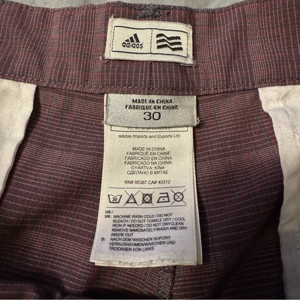 Adidas Shorts Mens 30 Golf Red/Purple Striped Check‎ Classic Preppy Casual Chino - Picture 5 of 8